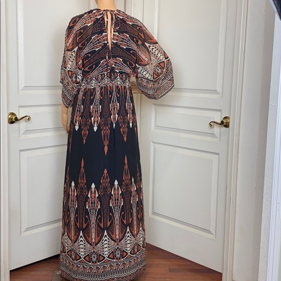 Arden B Black/Brown Tribal Print Maxi Dress Size M - Picture 4 of 7